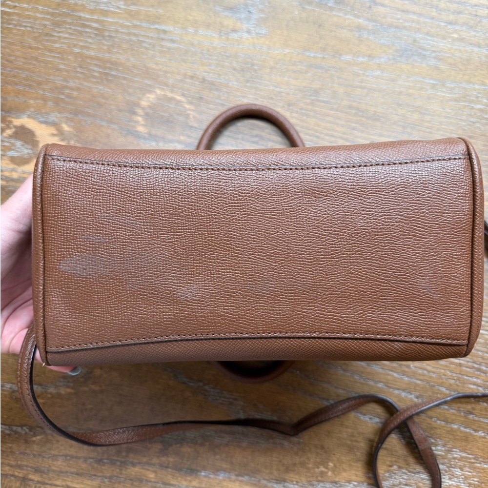 Coach Pebbled Leather Satchel in Warm Brown with Gold Hardware - Picture 4 of 6